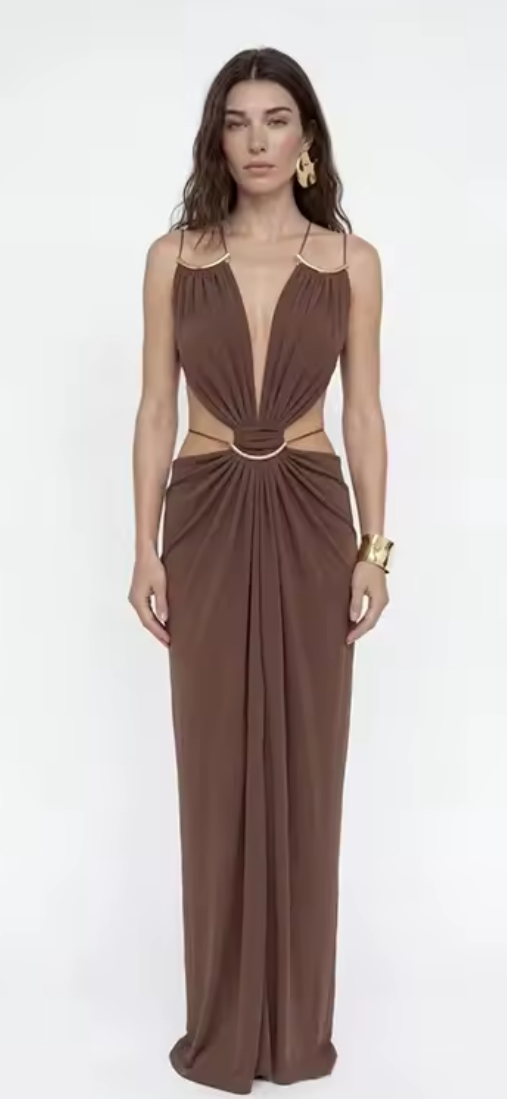 Vestido Largo Halter Sin Espalda Rojo