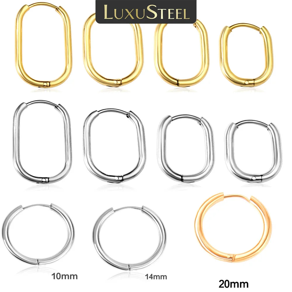 Pendientes de Aro Rectangular Dorado para Mujer