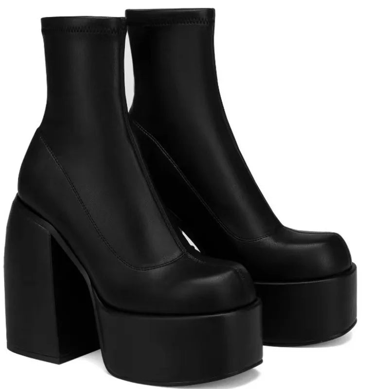 Botines de Punta Cuadrada con Cremallera