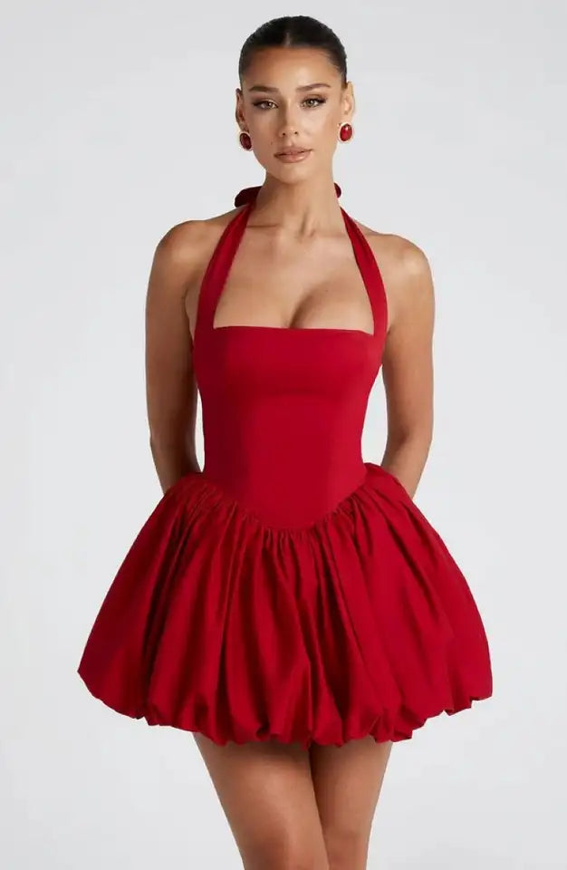 Vestido mini corsé rojo - lateral