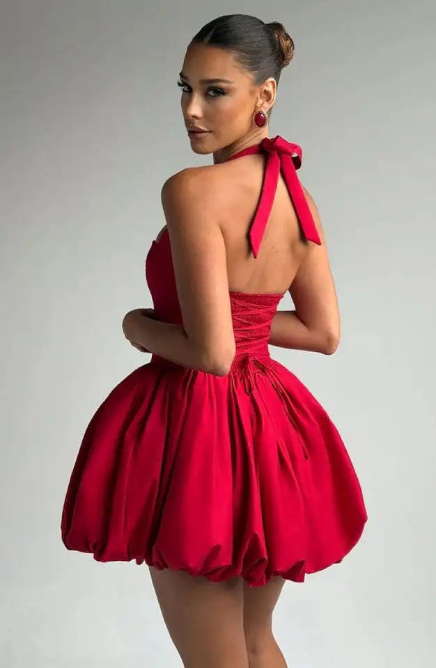 Vestido mini corsé rojo - frontal