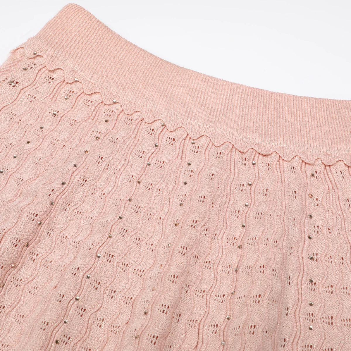 Conjunto de Punto Cardigan y Falda Rosa