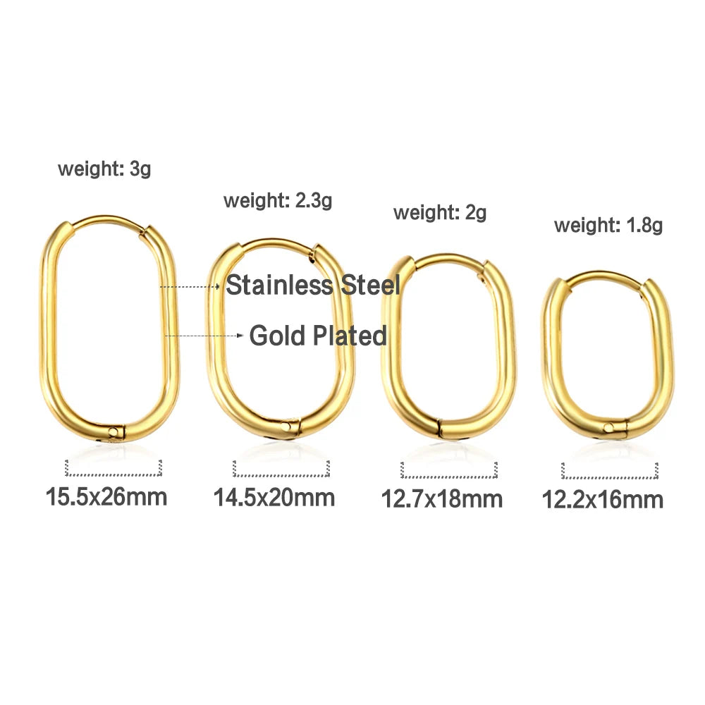 Pendientes de Aro Rectangular Dorado para Mujer
