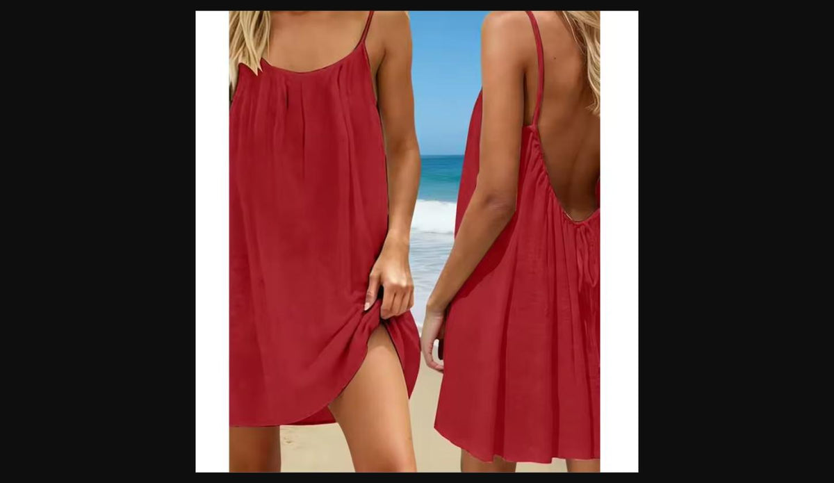 Vestido Holgado Espalda Abierta Tirantes Ajustables